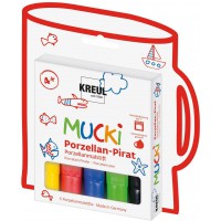27157 MUCKI crayons en porcelaine pour oeuvres d'art personnalisees, 2-5 mm, 5 stylos en jaune, rouge, bleu, vert et noir - Vers