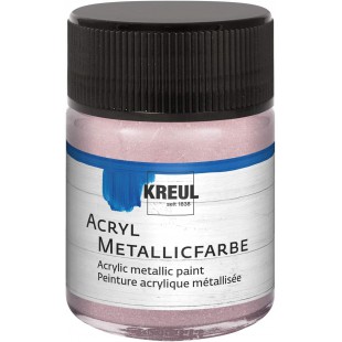 77586 - Acrylique Metallique, 50 ml verre en or rose metallique, peinture acrylique glamour a  effet metallique a  base d'eau, c