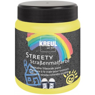 43102 Peinture de rue Streety jaune caoutchouc 200 ml, craie liquide lavable pour peindre avec pinceau ou scooter, craie liquide