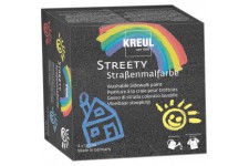 43100 Streety Kit de demarrage pour peinture sur route 4 couleurs 200 ml avec pinceau ou scooter, craie liquide vegetalienne tes