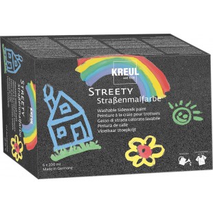 43110 Streety Lot de 6 couleurs de peinture de rue a  la craie liquide lavable pour peindre avec un pinceau ou un scooter, craie