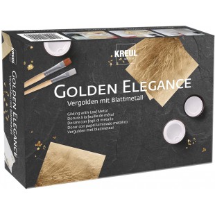 Golden Elegance 99410 - Dorure avec feuille de metal, laque de revetement, pinceaux, pour embellir des objets de decoration en i