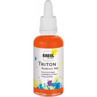 Triton 17402 - Encre acrylique orange veritable - 50 ml - Verre avec pipette pour doser et remuer, haute intensite de couleur, s