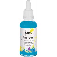 Triton 17446 - Encre acrylique bleu turquoise 50 ml avec pipette pour doser et remuer, haute intensite de couleur, sechage satin