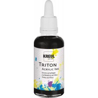 Triton 17409 - Encre acrylique noire 50 ml avec pipette pour doser et remuer, haute intensite de couleur, sechage satine, pour t