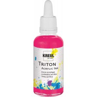 Triton 17463 - Encre acrylique rose fluorescent 50 ml avec pipette pour doser et remuer, haute intensite des couleurs, sechage s