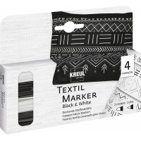 92751 - Marqueur textile opaque noir et blanc, 2 x moyens, 2 x fins, crayons de peinture pour tissus en coton, batiste, lin, soi