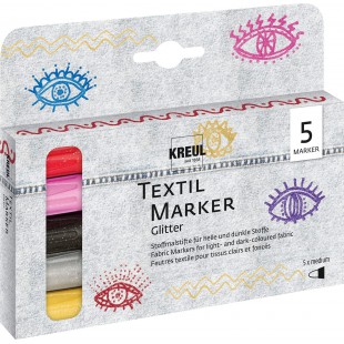 92651 Lot de 5 marqueurs a  paillettes, moyens, largeur de trait 2 a  4 mm, a  base d'eau, crayons de peinture semi-couvrants av