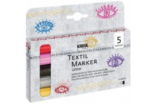 92651 Lot de 5 marqueurs a  paillettes, moyens, largeur de trait 2 a  4 mm, a  base d'eau, crayons de peinture semi-couvrants av