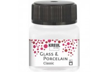 16238 - Glass & Porcelain Classic metallise blanc nacre, dans un verre de 20 ml, peinture brillante pour verre et porcelaine a  