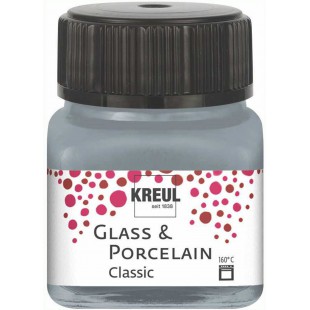 16246 - Glass & Porcelain Classic Argent metallise dans un verre de 20 ml, peinture brillante pour verre et porcelaine a  base d