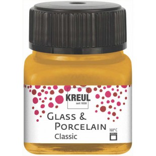 16247 - Glass & Porcelain Classic metallise dore, en verre de 20 ml, peinture brillante pour verre et porcelaine a  base d'eau, 
