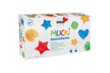 Mucki 24160 Lot de 6 flacons de peinture pour enfants a  base d'eau, sans paraben, sans gluten, sans lactose, vegetalien, lavabl