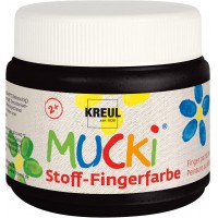 Mucki 28106 Peinture pour doigt 150 ml en noir, a  base d'eau, sans paraben, sans gluten, sans lactose et vegetalien, ideale pou