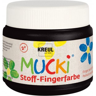 Mucki 28106 Peinture pour doigt 150 ml en noir, a  base d'eau, sans paraben, sans gluten, sans lactose et vegetalien, ideale pou