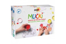 Mucki 29100 Lot de 5 pots de peinture a  doigts 50 ml, 2 petites boites de peinture et 10 modeles de coloriage