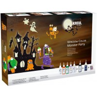 42850 - Kit de Peinture pour fenetre Monster Party pour Petites et Grandes creations, 5 x 80 ML, 80 ML chacune, Contour et veill