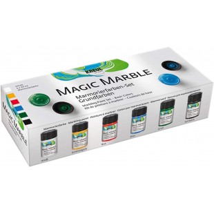 Magic Marble 73600 Lot de 6 peintures de base pour marbrer le bois, le verre, le plastique, le papier, le metal et le polystyren