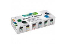 Magic Marble 73600 Lot de 6 peintures de base pour marbrer le bois, le verre, le plastique, le papier, le metal et le polystyren