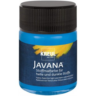 Javana 91956 Peinture pour tissu pour tissus clairs et fonces, 50 ml, verre bleu, couleur brillante a  base d'eau, caractere san