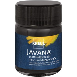 Javana 91961 Peinture pour tissu pour tissus clairs et fonces, 50 ml, verre noir, brillant a  base d'eau, caractere sans pate, p