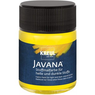 Javana 91962 Peinture pour tissu pour tissus clairs et fonces, 50 ml de verre jaune, couleur brillante a  base d'eau, caractere 