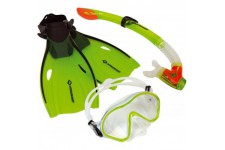 Schildkrot Bermuda Set de plongee 3 pieces pour enfant avec lunettes, tuba, palmes reglables dans differentes tailles 27-32/33-3