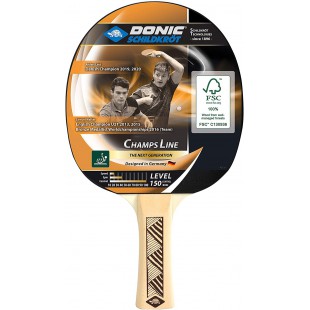 Donic-Schildkrot Champs Line 150 Raquette de Tennis de Table Mixte Enfant, Noir/Rouge/Brun