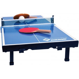 Donic-Schildkrot 838576 Mini Table de Tennis de Table avec 2 Raquettes et 1 Balle Pliable Bleu Dimensions du Plateau 68 x 33 x 9