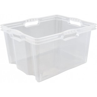 keeeper Multi-Purpose Storage Box with Integrated Handles, Extra Large, 43x35x23 cm, 24 Litre, Franz, Transparent