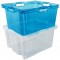 keeeper Multi-Purpose Storage Box with Integrated Handles, Extra Large, 43x35x23 cm, 24 Litre, Franz, Transparent