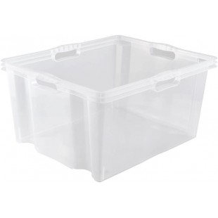 keeeper Multi-Purpose Storage Box with Integrated Handles, XXL, 52x43x26 cm, 44 Litre, Franz, Transparent