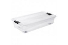 keeeper Crystalbox with Caster Wheels and Lid, Sliding Closure, 79.5x39.5x18 cm, 33 Litre, Konrad, Transparent