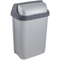 keeeper Poubelle avec Couvercle Coulissant, 10 L, Rasmus, Argent