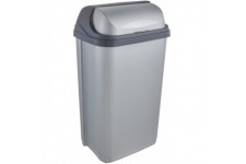 keeeper Poubelle avec Couvercle Coulissant, 50 L, Rasmus, Argent