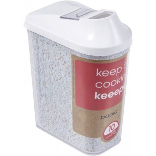 keeeper Pouring Jar, Infinitely Adjustable Dispensing Lid, BPA-Free Plastic, 1 Litre, 11x6.5x19 cm, Paola, White