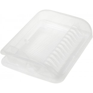 keeeper egouttoir a Vaisselle avec Bac d'egouttement, Plastique sans BPA, 39,5 x 29,5 x 8 cm, Pierre, Transparent