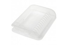 keeeper egouttoir a Vaisselle avec Bac d'egouttement, Plastique sans BPA, 39,5 x 29,5 x 8 cm, Pierre, Transparent