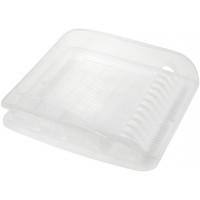 keeeper egouttoir a Vaisselle avec Bac d'egouttement, Plastique sans BPA, 39,5 x 39,5 x 8 cm, Pierre, Transparent