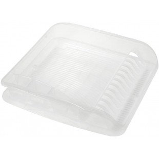 keeeper egouttoir a Vaisselle avec Bac d'egouttement, Plastique sans BPA, 39,5 x 39,5 x 8 cm, Pierre, Transparent