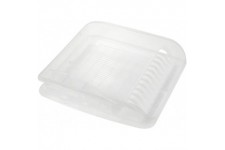 keeeper egouttoir a Vaisselle avec Bac d'egouttement, Plastique sans BPA, 39,5 x 39,5 x 8 cm, Pierre, Transparent