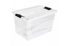 keeeper Crystalbox with Lid, Sliding Closure, 59.5x39.5x34 cm, 52 Litre, Cornelia, Transparent