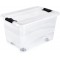 keeeper Crystalbox with Caster Wheels and Lid, Sliding Closure, 59.5x39.5x35 cm, 52 Litre, Konrad, Transparent