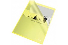 Esselte, Chemise-Coin Premium A4, Matiere Grainee Mate Transparente Jaune, Polypropylene 115 Microns, Lot de 100, 54842