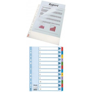 Esselte Quality, Pochettes Plastique Perforees A4, Matiere Grainee Mate Transparente, Ouverture sur le Haut et a  Gauche, Polypr
