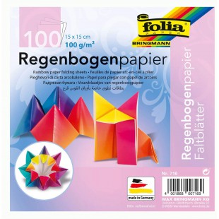 Folia de depliants Arc-en-Ciel 110 g/m², 100 Feuilles Couleurs Assorties, Papier, 15 x 15 cm