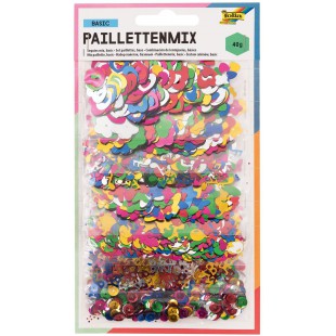 Folia 2507-paillettenmix ganzjahr, 40 g, de differentes Formes et Couleurs Assorties