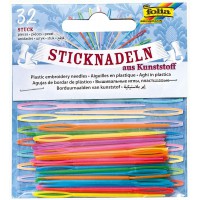 2399 - Aiguilles a  Tapisserie en Plastique (PP), Env. 6,5 cm x 1,8 mm, 32 Pieces, Couleurs Assorties