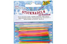 2399 - Aiguilles a  Tapisserie en Plastique (PP), Env. 6,5 cm x 1,8 mm, 32 Pieces, Couleurs Assorties