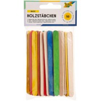 Batonnets en bois coloris assortis 50 pieces